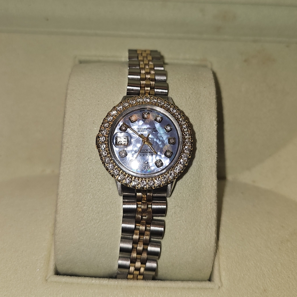 Rolex BLUE MOTHER OF PEARL DIAL & DIAMOND BeZeL